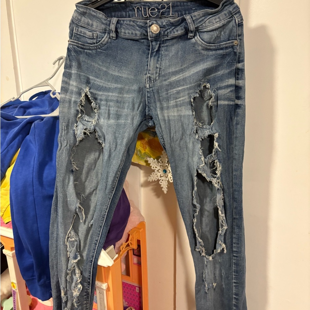 Rue21 Distressed Skinny Jeans - Blue